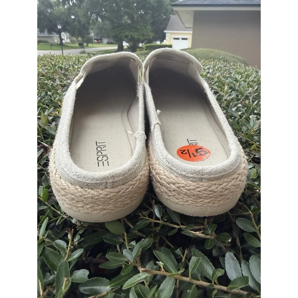 Esprit Neema Espadrille Mule Size 9.5M Natural Linen Summer Slide Casual Shoe